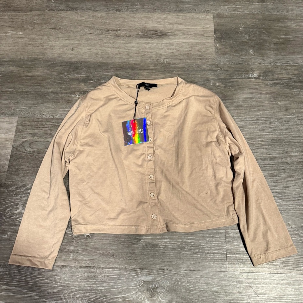 Missguided Nude Button-Up cardigan crop top